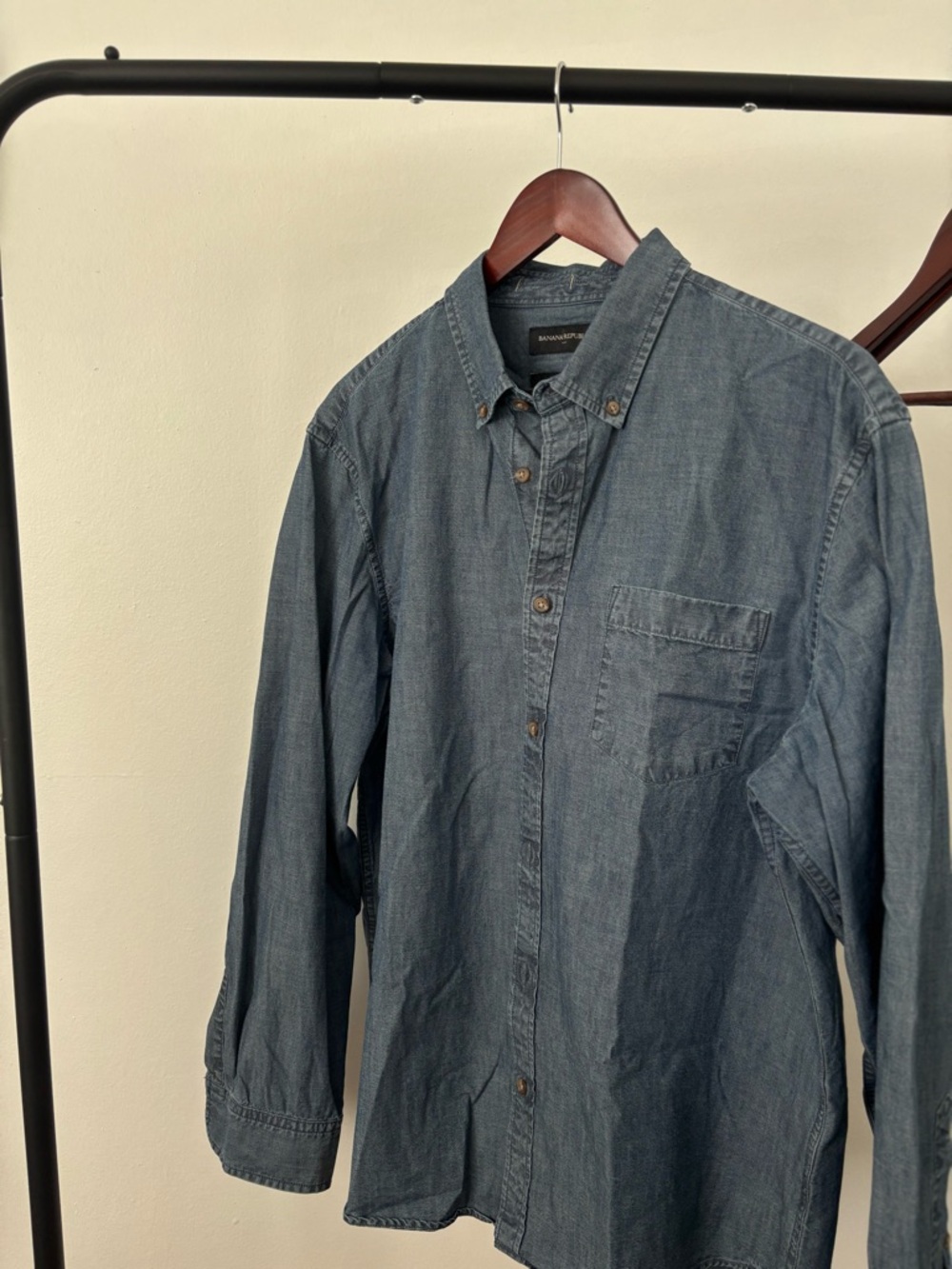 Banana Republic Men's Button-Down Chambray Shirt - Casual Long Sleeve